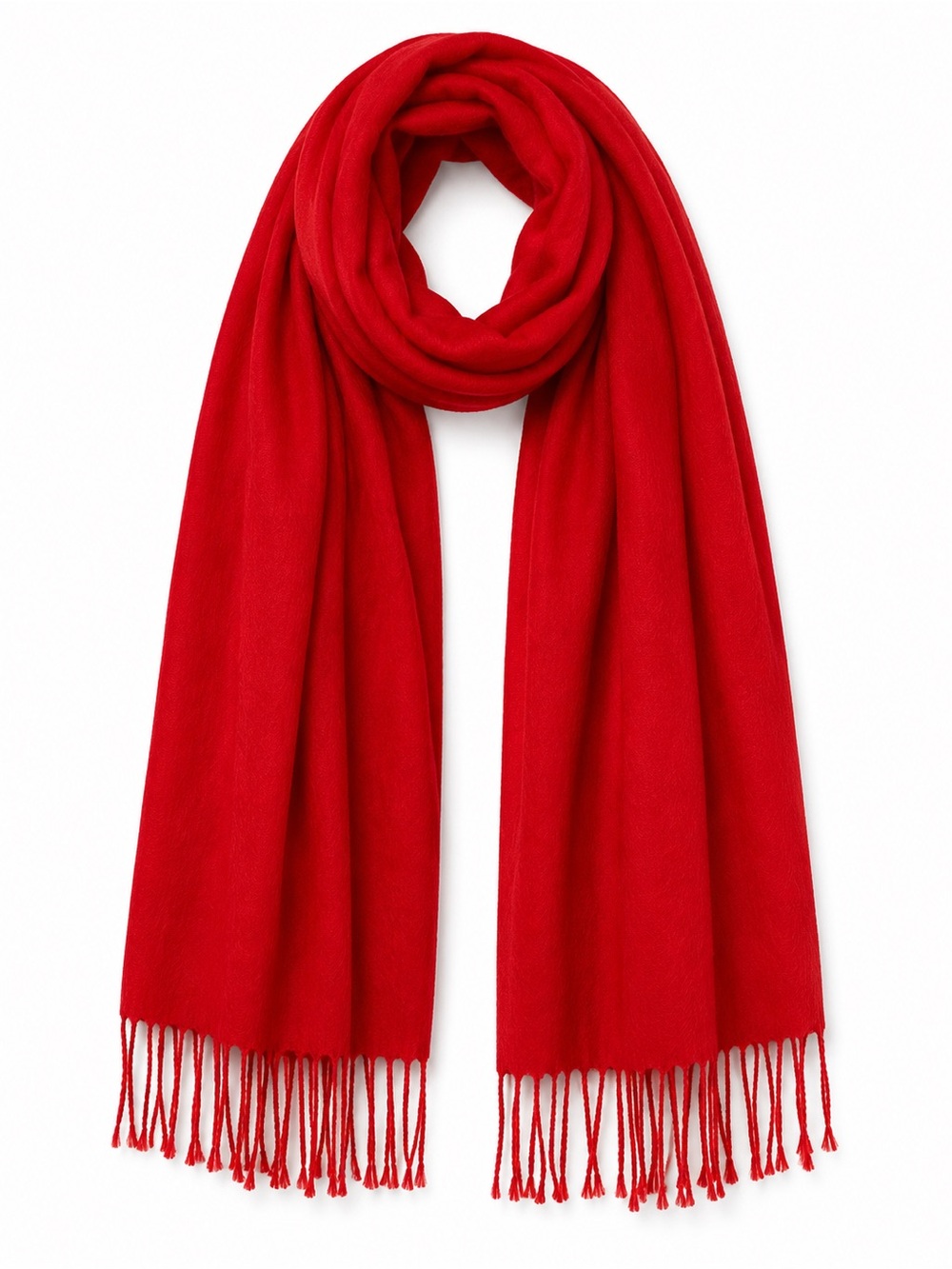 Classic Red Fringe Scarf - Women's Accessory
